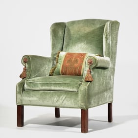 VELVET UPHOLSTERED WINGCHAIR