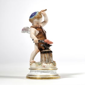 MEISSEN CUPID WITH ANVIL