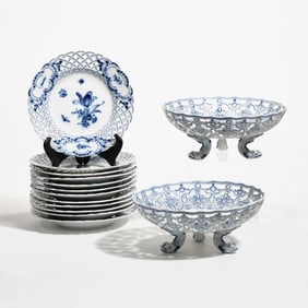 (14pc) MEISSEN RETICULATED CHINA