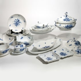 (20pc) MEISSEN BLUE FLOWER SERVING DISHES