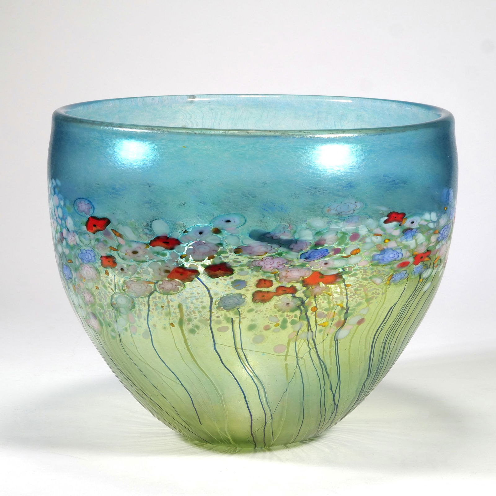 ROBERT HELD (B. 1943) LARGE FLOWER BOUQUET ART GLASS BOWL (1 of 9)