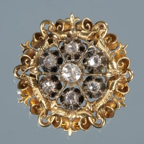 ANTIQUE FLOWER HEAD BROOCH