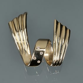 DIAMOND & 14K GOLD SPIRAL MOUNTING