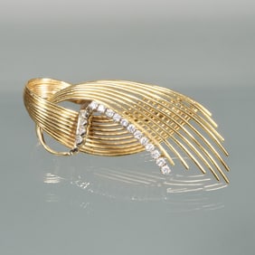 DIAMOND & 18K GOLD CONTEMPORARY PIN