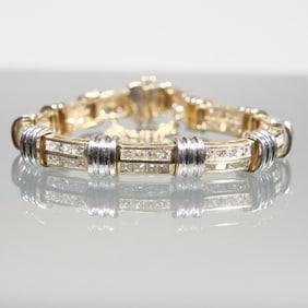 DIAMOND & 14K GOLD LINK BRACELET