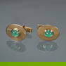 MEN'S EMERALD CABOCHON & 14K GOLD CUFFLINKS