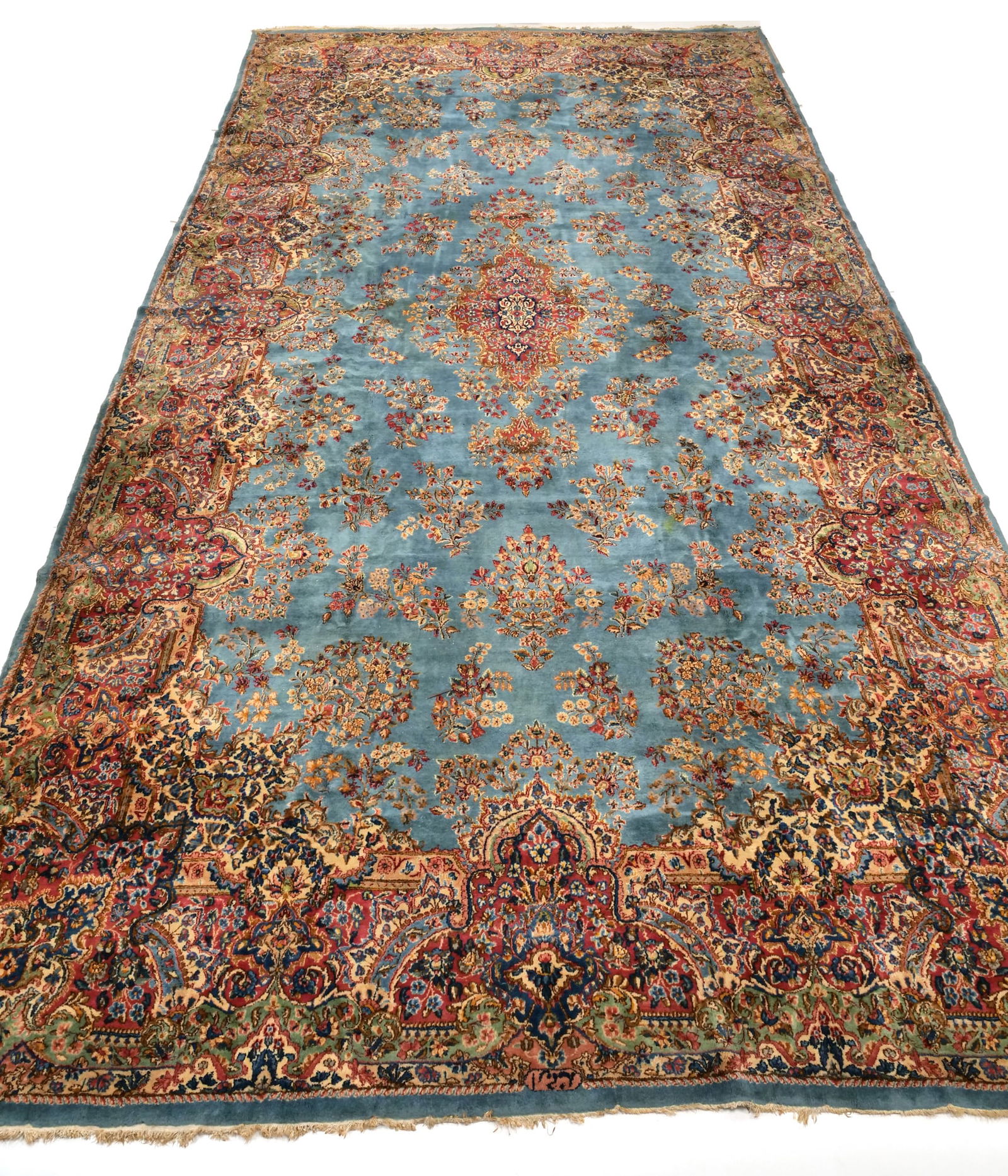 ANTIQUE SKY BLUE KIRMAN PERSIAN CARPET (1 of 14)