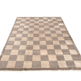 CONTEMPORARY MID-CENTURY CHECKERBOARD PATTERN RUG