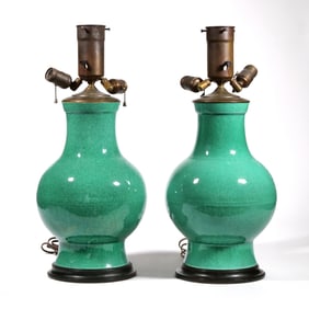 (2pc) PAIR APPLE GREEN LAMPS