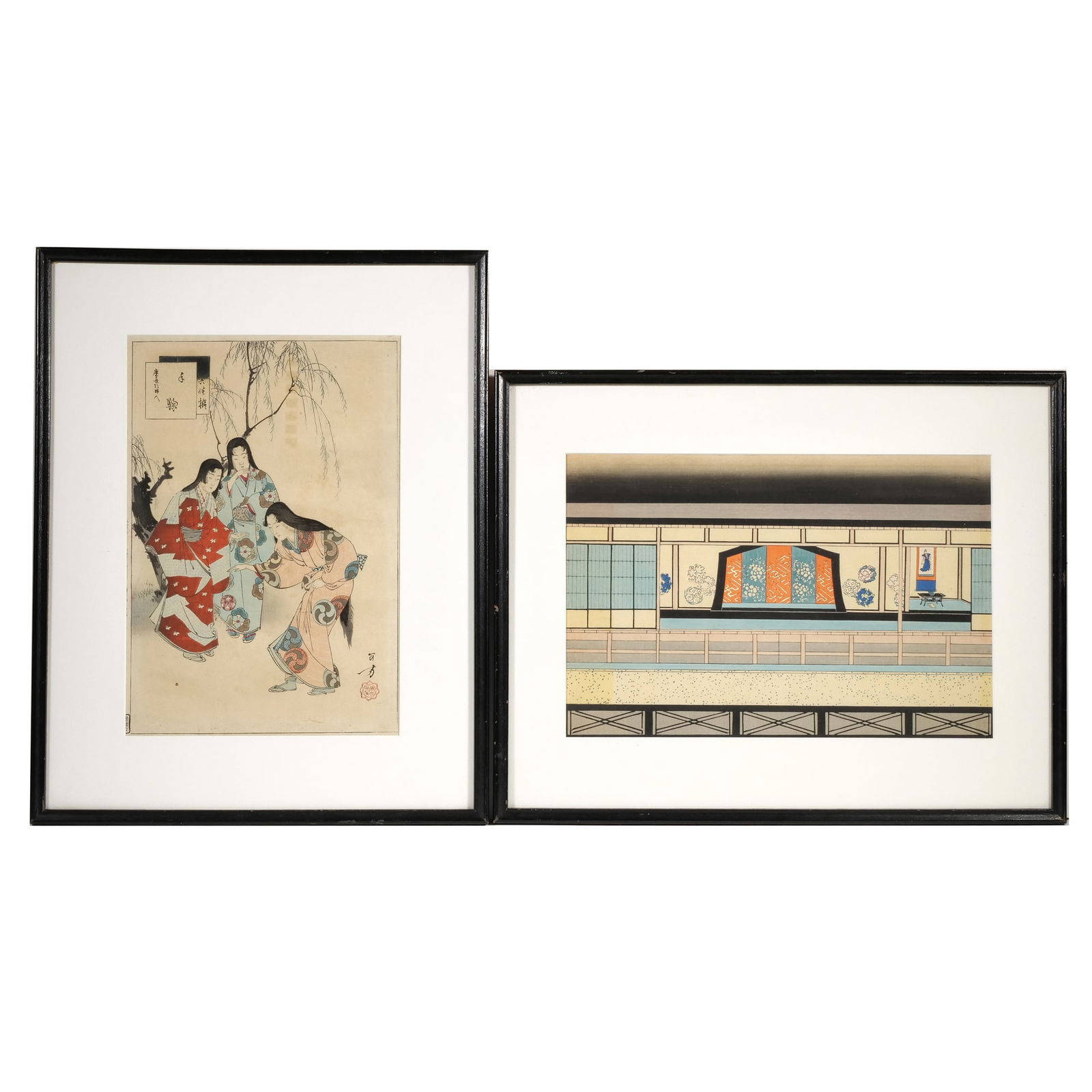(2pc) JAPANESE WOODBLOCK PRINTS (1 of 12)