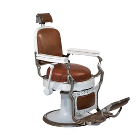 KOKEN ROUND SEAT ANTIQUE BARBERS CHAIR (1 OF 2)