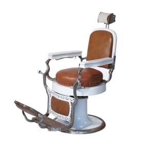KOKEN ROUND SEAT ANTIQUE BARBERS CHAIR (2 OF 2)