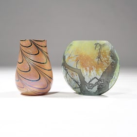 (2pc) ART GLASS VASES
