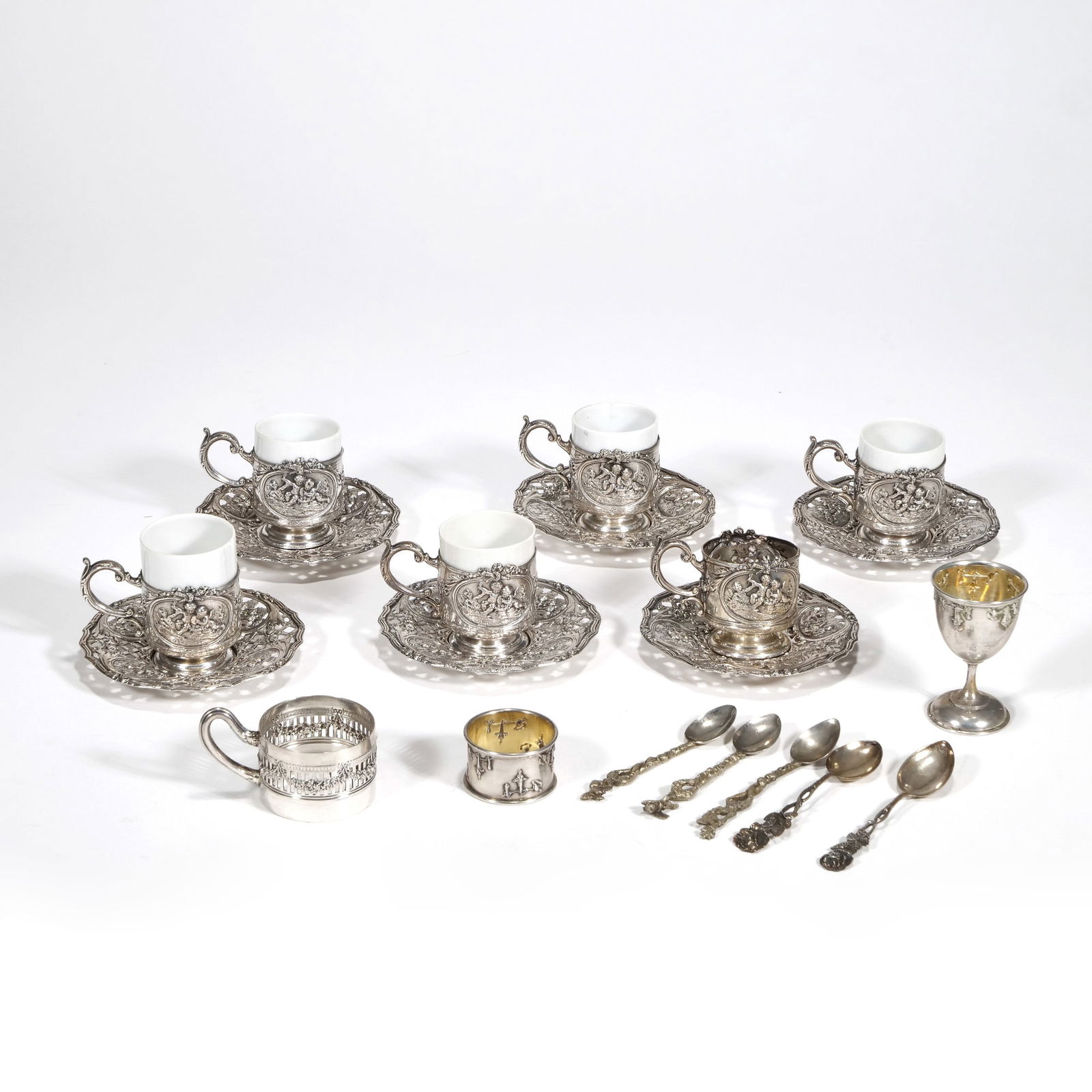 (20pc) CONTINENTAL SILVER DEMITASSE & ACCOUTREMENTS (1 of 11)