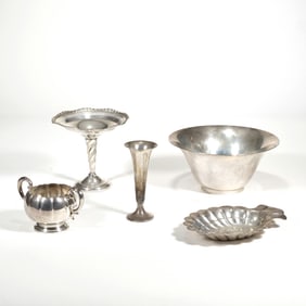 (5pc) STERLING SILVER BOWLS & VASES