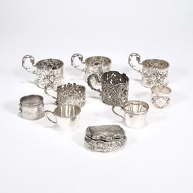 (13pc) SMALL CONTINENTAL SILVER ITEMS