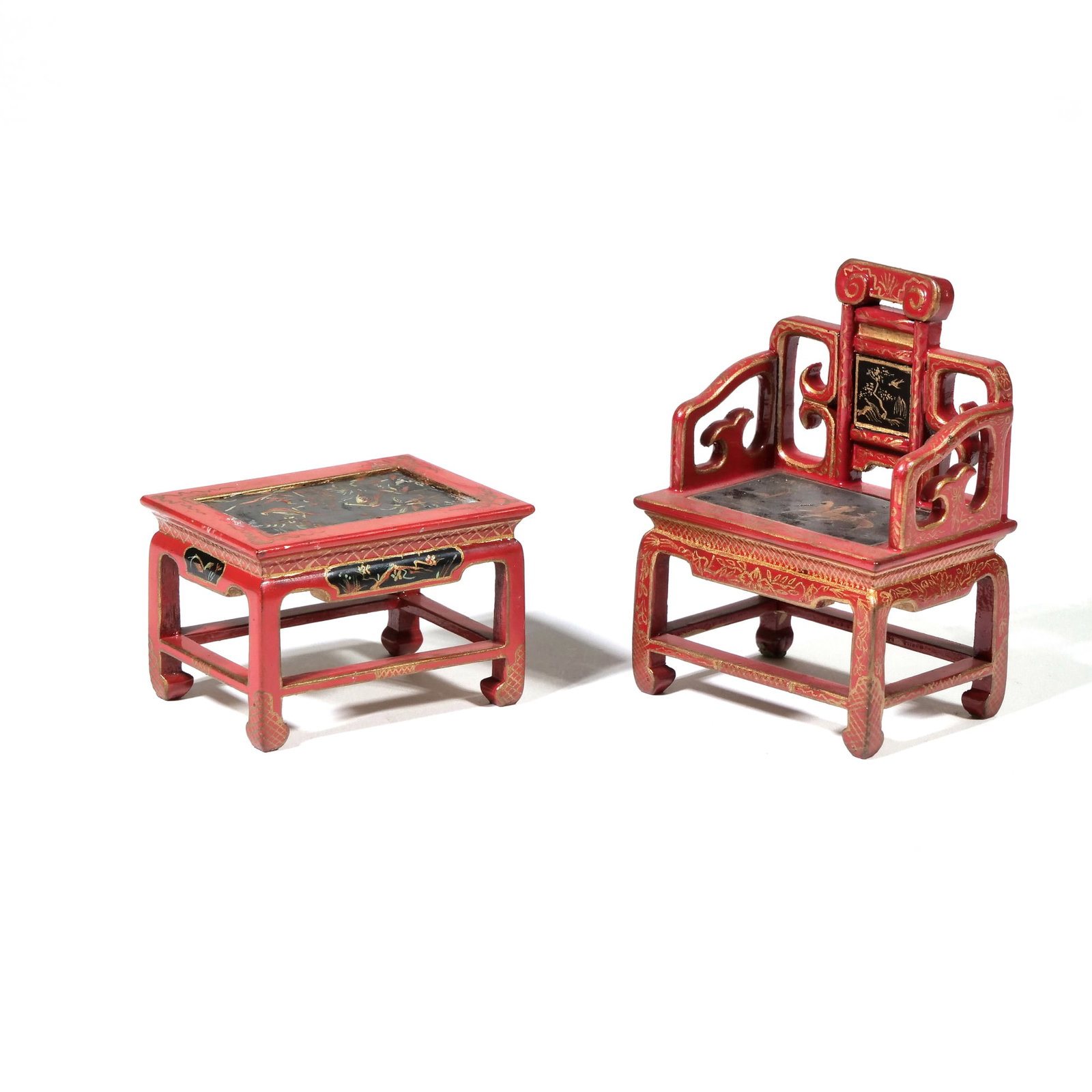 (2pc) NATASHA MINIATURE CHINOISERIE CHAIR & TABLE (1 of 11)