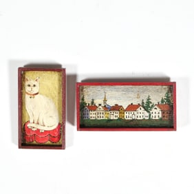 (2pc) GEORGE SCHLOSSER MINIATURE PAINTINGS