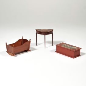 (3pc) SIGNED DOLLHOUSE FURNITURE