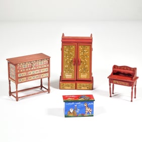 (4pc) PAINTED MINIATURE FURNITURE