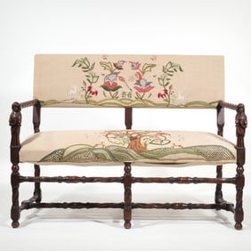 JACOBEAN FIGURAL CARVED SETTEE