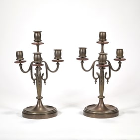 (2pc) PAIR VIENNA BRONZE CANDELABRAS
