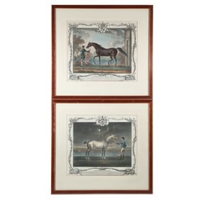 (2pc) PAIR 18TH C. HORSE PRINTS