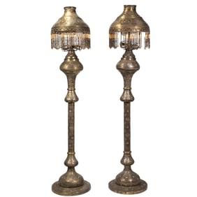 (2pc) FINE MOORISH MIXED METAL FLOOR LAMPS