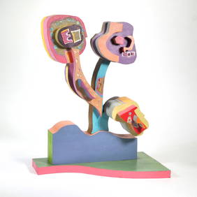 V. BROWN ABSTRACT PAINTED WOOD SCULPTURE (1 of 11)