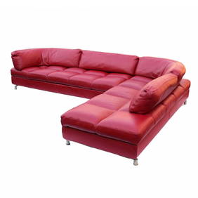 ROCHE BOBOIS RED LEATHER SECTIONAL SOFA (1 of 20)