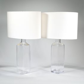 PAIR SIMON PEARCE BLOWN GLASS LAMPS