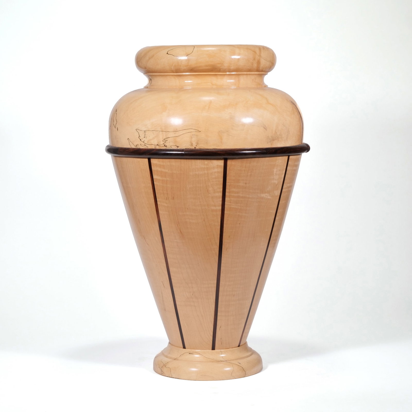 J-H-M MONUMENTAL TURNED WOODEN VASE: Signed on the bottom with conjoined initial "JHM" h. 27.5 x dia. 17 in. Provenance: Items from a collector's estate, Purchase, NY