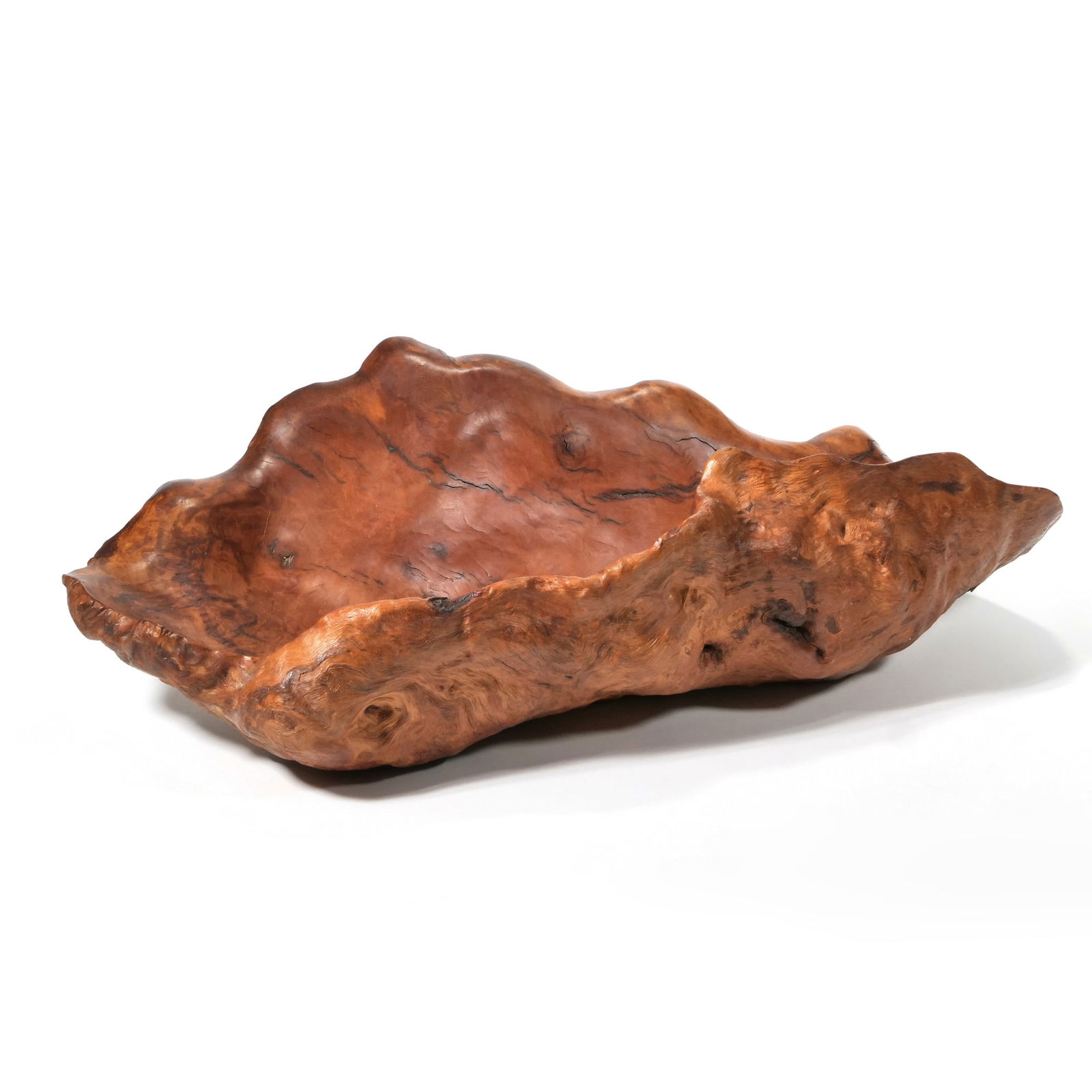 LARGE BURL WOOD CRAFT CARVED BOWL, LANTERN MARK (1 of 18)