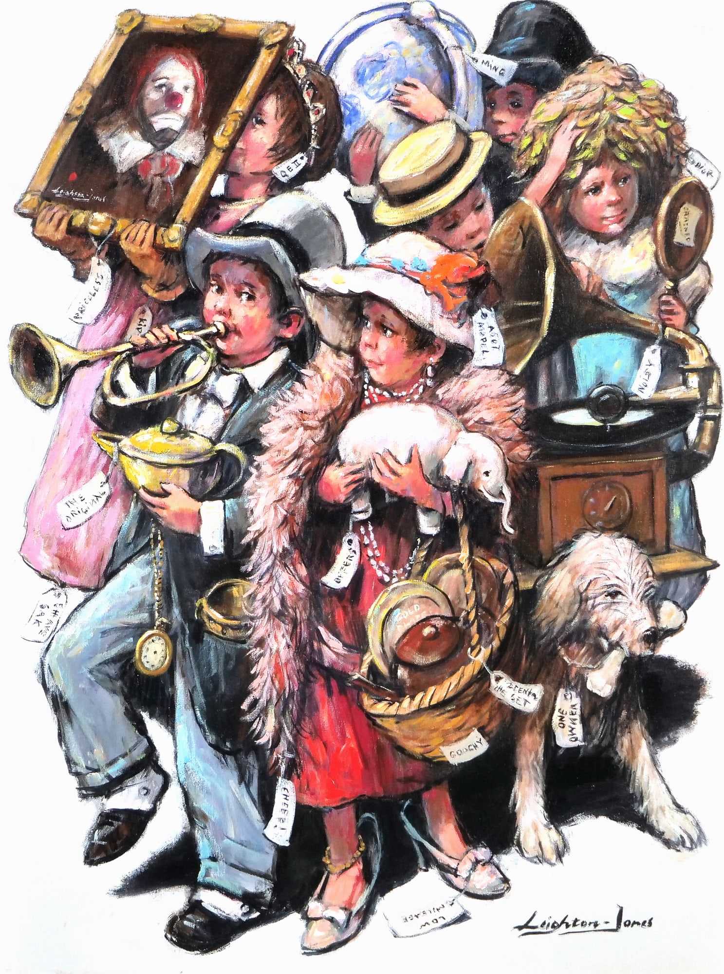 BARRY LEIGHTON JONES (1932-2011): Children in costumes oil on canvas signed lower right Provenance: Items from a collector's estate, Purchase, NY