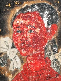 "NAONDO" THAI SCHOOL MIXED MIDIA PORTRAIT PAINTING