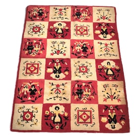 ANTIQUE AMERICAN PICTORIAL HOOKED RUG, HILFIGER COLLECTION