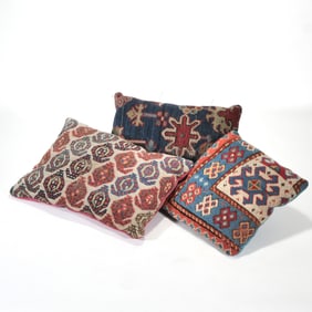 (3pc) SMALL RUG UPHOLSTERED PILLOWS