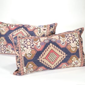(2pc) PAIR RUG UPHOLSTERED PILLOWS