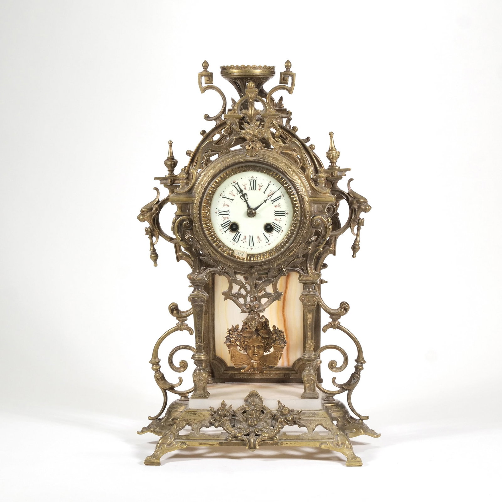 GUSTAV BECKER ONYX & BRASS SHELF CLOCK (1 of 17)