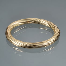 UNOARRE TWISTED ROPE FORM 18K GOLD HARD BRACELET