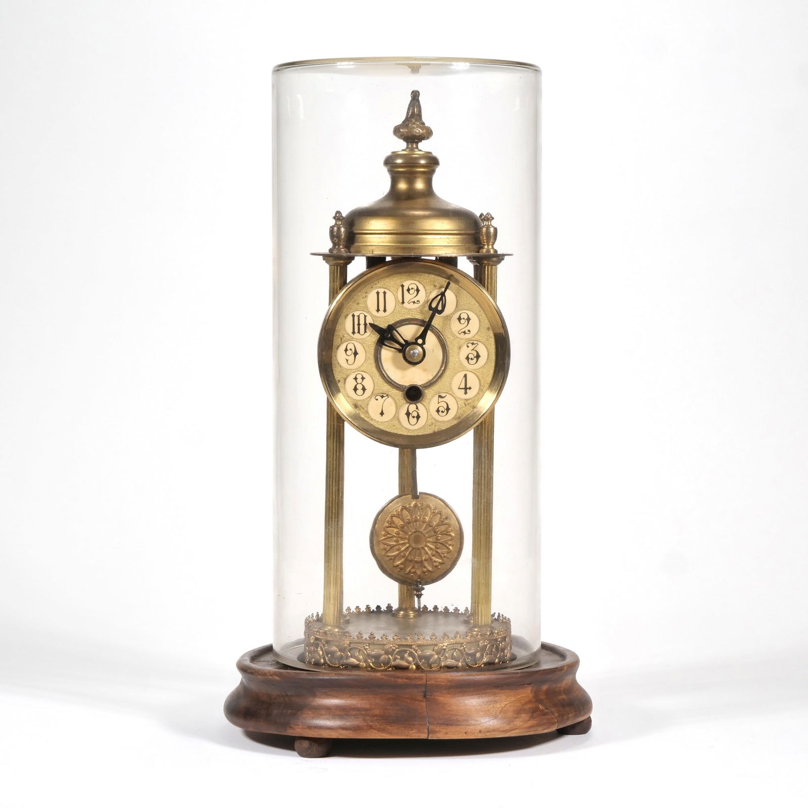 GLASS DOME & BRASS CLOCK (1 of 14)