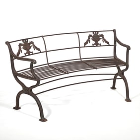 19th C. REGENCY CAST IRON GARDEN BENCH, HILFIGER COLLECTION