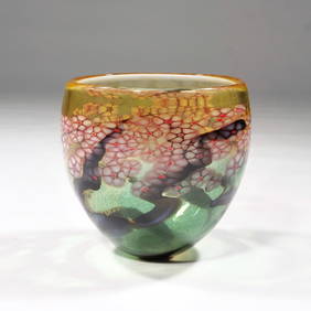 ROBERT HELD (B. 1943) ART GLASS CHERRY BLOSSOM BOWL (1 of 10)