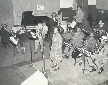 BILLIE HOLIDAY PHOTOGRAPH, RECORDING STUDIO 1940