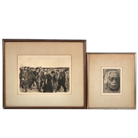 (2pc) KATHE KOLLWITZ (1867-1945) ETCHINGS