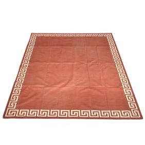 MADELINE WEINRIB RED KEY PATTERN DHURRIE RUG, HILFIGER COLLECTION