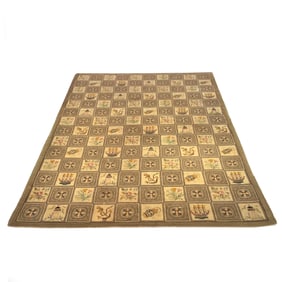 ANTIQUE AMERICAN NAUTICAL THEMED HOOKED RUG