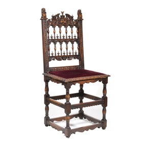 19TH CENTURY CARVED OAK HALL CHAIR