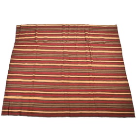 NATURAL & RED STRIPED FLAT WOVEN RUG, HILFIGER COLLECTION