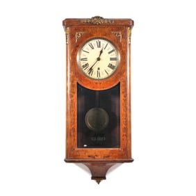 FRENCH BURLWOOD REGULATOR WALL CLOCK